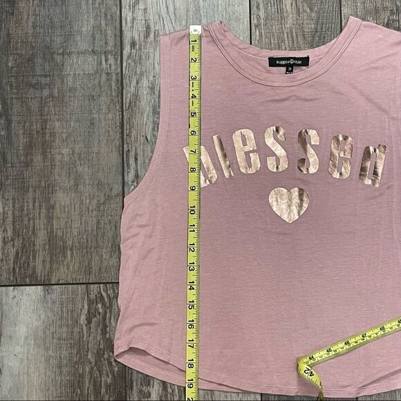 Hippie Chic Pink Sleeveless Croptop Says Blessed In Rose Gold Size Medium - Picture 9 of 12